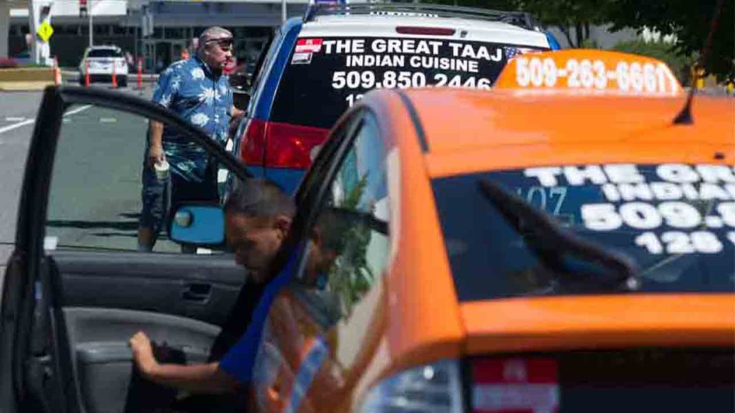 Protesta de los taxistas de Spokane (Washington), contra Uber y Lyft