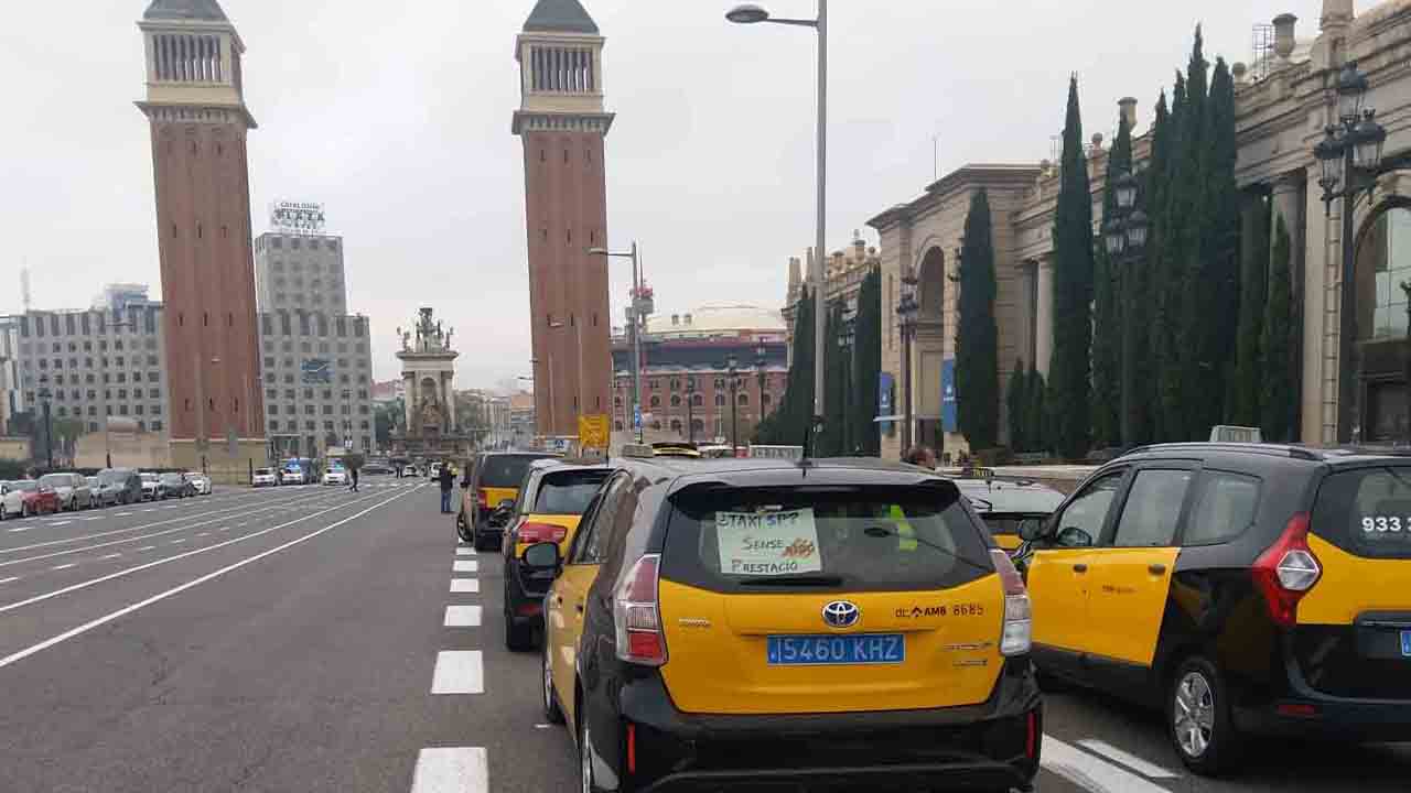 El taxi de Barcelona ha vuelto a las movilizaciones en su quinto día de lucha