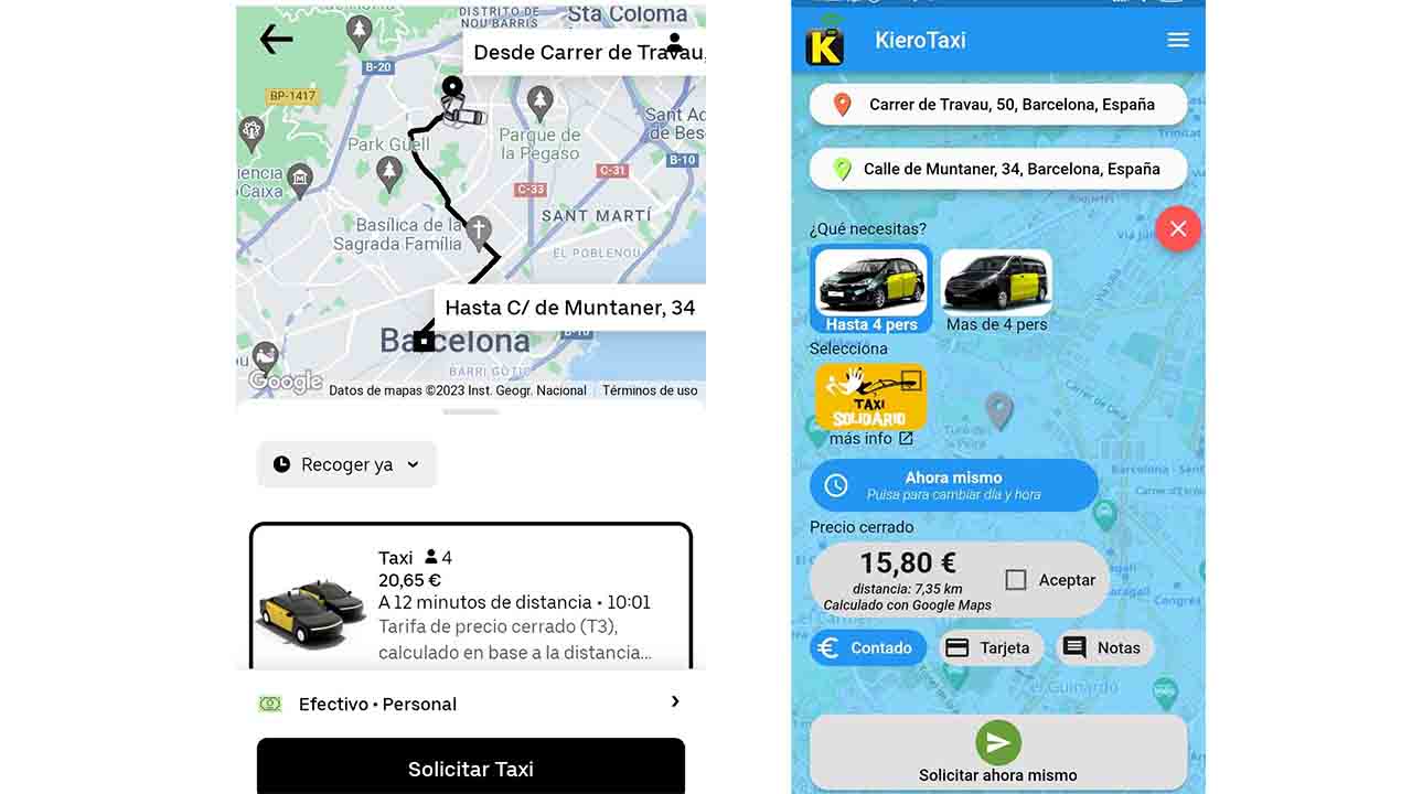 Uber cobra de más en la Tarifa 3 en Barcelona que otras aplicaciones