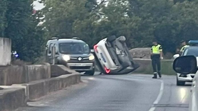 Un taxi vuelca en Almassora tras intentar esquivar a un jabalí Un taxi vuelca en Almassora tras intentar esquivar a un jabalí